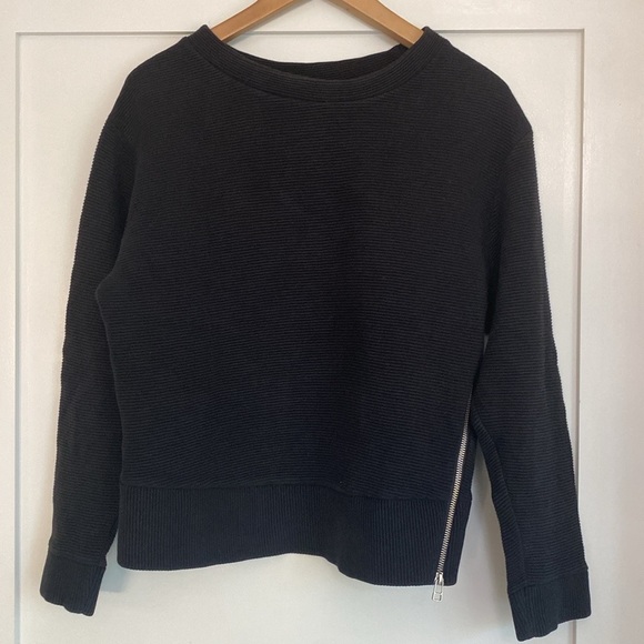 Aritzia Wilfred free Suzanna ribbed zipper side Sweater100% cotton black⭐️⭐️⭐️⭐️ - Picture 9 of 16